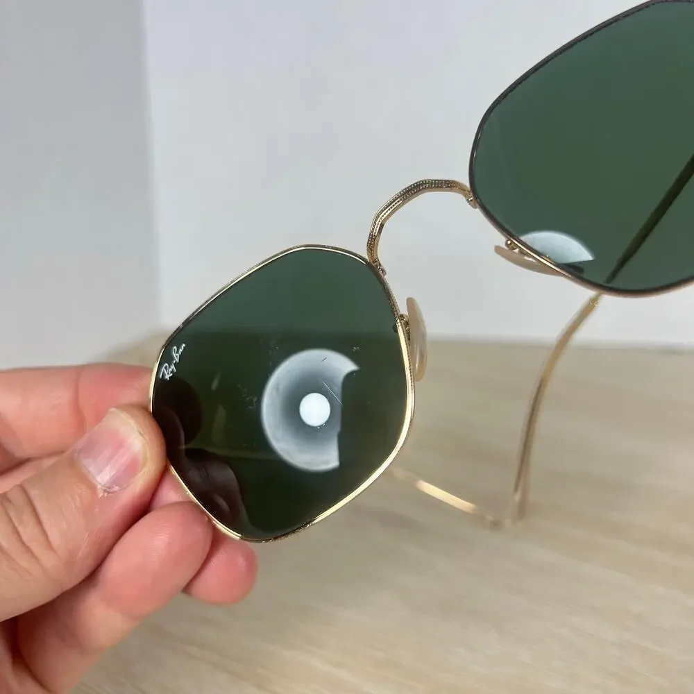 Ray-Ban RB3694 Jim 001/31 Sunglasses Green Tint Gold Metal 53-20-145 Italy